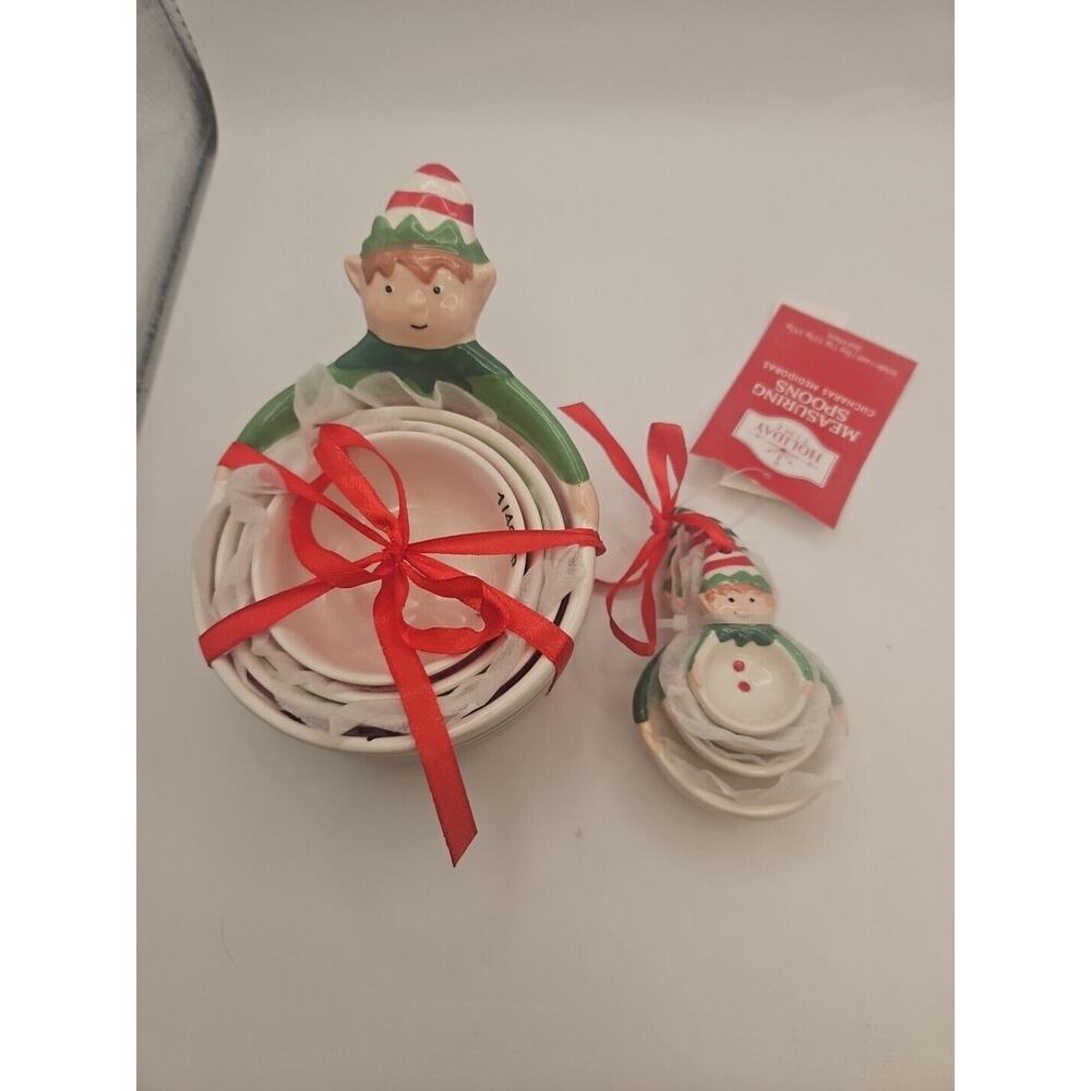 Holiday Time Christmas ELF Measuring Cups And Spoons Graduated sizes NEW